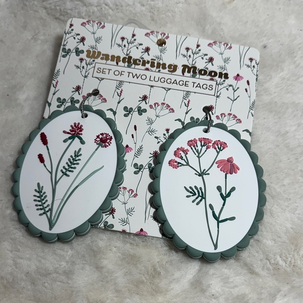Wandering moon set of 2 floral luggage tags